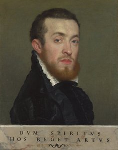 Portret popiersia młodzieńca z napisem autorstwa Giovanni Battista Moroni