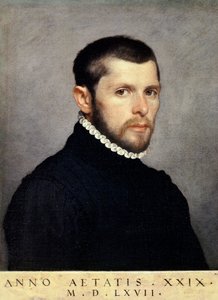 Portret młodego mężczyzny, Giovanni Battista Moroni (ok. 1525-1578), olej na płótnie, 44,4x56,9 cm autorstwa Giovanni Battista Moroni