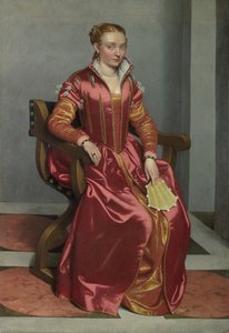 Portret Lady La Dama w Rosso, ok. 1930 r. 1560 autorstwa Giovanni Battista Moroni