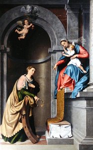 Mistyczne małżeństwo św. autorstwa Giovanni Battista Moroni