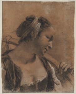 Portret Rosy z kijem na ramię autorstwa Giovanni Battista Piazzetta