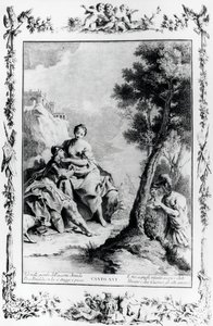 Armida i Rinaldo widziani przez krzyżowców Carlo i Ubaldo, kanto XVI, Jerozolima wydana autorstwa Giovanni Battista Piazzetta