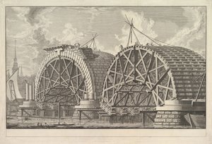 Widok części zamierzonego mostu w Blackfriars, Londyn, ca. 1764. autorstwa Giovanni Battista Piranesi