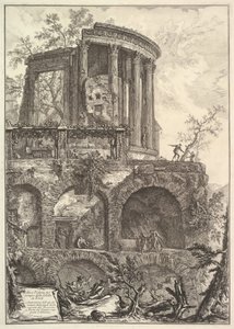 Altra V. del Tempio della Sibilla w Tivoli Kolejny widok na Świątynię Sib..., XVIII wiek. autorstwa Giovanni Battista Piranesi