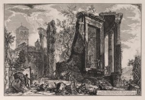 Kolejny widok na świątynię Sybilli w Tivoli, z Vedute di Roma (Widoki Rzymu) autorstwa Giovanni Battista Piranesi