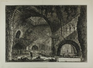 Kolejny widok wnętrza willi Mecenasa w Tivoli z Widoków Rzymu autorstwa Giovanni Battista Piranesi