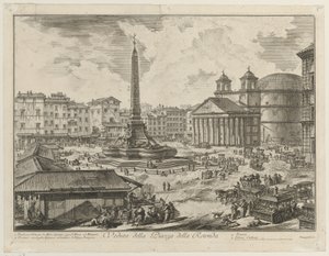 Widok na Piazza della Rotonda z Panteonem i obeliskiem autorstwa Giovanni Battista Piranesi