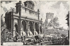 Widok Castello dell’Acqua Paola na Monte Aureo (Gianicolo) autorstwa Giovanni Battista Piranesi