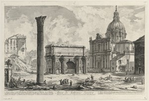 Widok na Łuk Septymiusza Sewera autorstwa Giovanni Battista Piranesi