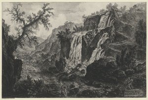 Widok wodospadu w Tivoli (z: Vedute di Roma) autorstwa Giovanni Battista Piranesi