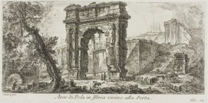 Łuk Pola na Istrii przy Bramie, tablica 24 z niektórych widoków łuków triumfalnych i innych zabytków autorstwa Giovanni Battista Piranesi