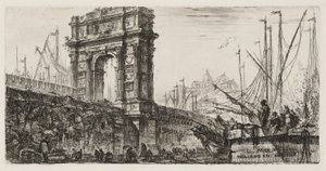 Łuk Trajana w Ankonie, tablica 28 z niektórych widoków łuków triumfalnych i innych zabytków autorstwa Giovanni Battista Piranesi