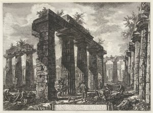 Bazylika di Paestum w Paestum Różne widoki pozostałości trzech dużych budynków wciąż stojących w Paestum (tytuł serii) Różne vues de quelques restes de trois grands édifices qui subsistent encore dans l