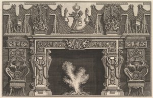 Ptak w muszli na środku nadproża, z fryzem trofeów, zwieńczonym..., 1769 . autorstwa Giovanni Battista Piranesi
