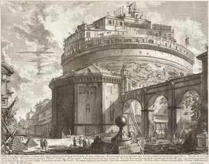 Widok na mauzoleum Aeliusza Hadriana (Zamek Świętego Anioła) autorstwa Giovanni Battista Piranesi