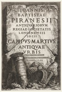 Książka, Frontispiece, z dedykacją dla Roberta Adama, w The Campo Marzio starożytnego Rzymu autorstwa Giovanni Battista Piranesi