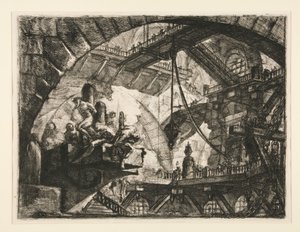 Carceri, X: Więźniowie na wystającej platformie autorstwa Giovanni Battista Piranesi