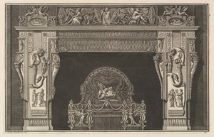 Komin: Fryz trofeów i skrzydlatych Zwycięstw na nadprożu, z rogami obfitości ..., ca. 1769. autorstwa Giovanni Battista Piranesi