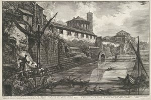 Cloaca Maxima w Rzymie Widok starożytnego Sostrizioni wykonanego przez Tarquinio Superbo zwanego Bel Lid (...) (tytuł na obiekcie) Gezichten op Rome (tytuł serii) Widoki Rzymu zaprojektowane i wyryte przez architekta Giambattistę Piranesiego Ve (nez) iano  autorstwa Giovanni Battista Piranesi