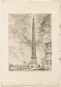 Obelisk egipski. Został wzniesiony przez papieża Sykstusa V na placu św. Jana na Lateranie, z Widoków Rzymu autorstwa Giovanni Battista Piranesi