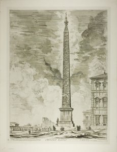 Obelisk egipski. Został wzniesiony przez papieża Sykstusa V na placu św. Jana na Lateranie, z Widoków Rzymu autorstwa Giovanni Battista Piranesi