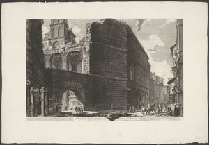 Forum van Augustus te Rome Widok szczątków Forum Nerwy (tytuł na obiekcie) Gezichten op Rome (tytuł serii) Widoki Rzymu zaprojektowane i wyryte przez architekta Giambattistę Piranesiego Ve (nez) iano (tytuł serii) autorstwa Giovanni Battista Piranesi