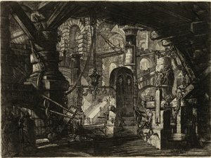 Z serii Więzienia urojone (Więzienia wynalazku) Piranesiego, Giovanniego Battisty (1720-1778). Miedzioryt, ok. 1761, zbiory prywatne autorstwa Giovanni Battista Piranesi