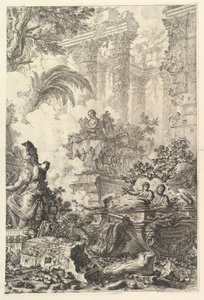 Frontyspis, z posągiem Minerwy, ca. 1748. autorstwa Giovanni Battista Piranesi