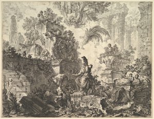 Frontyspis, z posągiem Minerwy, ca. 1748. autorstwa Giovanni Battista Piranesi