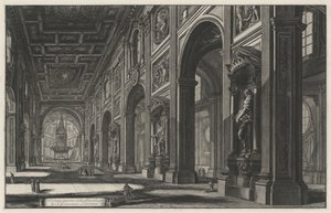 Widok wnętrza bazyliki San Giovanni in Laterano (z: Vedute di Roma) autorstwa Giovanni Battista Piranesi
