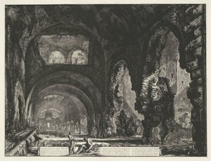 Wnętrze van de Tempel van Hercules Victor t i Tivoli Widok wewnętrzny Villa di Mecenate (tytuł na obiekcie) Gezichten op Rome (tytuł serii) Widoki Rzymu zaprojektowane i wyryte przez architekta Giambattistę Piranesiego Ve (nez) iano (tytuł serii) autorstwa Giovanni Battista Piranesi