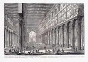 Wnętrze bazyliki św. Pawła za murami autorstwa Giovanni Battista Piranesi