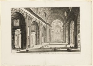 Widok wnętrza Bazyliki Świętego Piotra w Watykanie, z Widoki Rzymu autorstwa Giovanni-Battista Piranesi