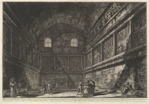 Widok wnętrza starożytnej świątyni Bachusa, obecnie kościół S. Urbano, dwie mile..., ca. 1750. autorstwa Giovanni Battista Piranesi