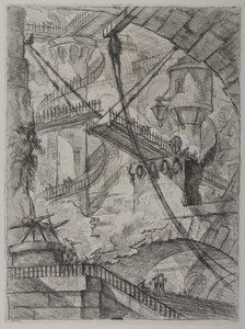 Invenzioni Capric di Carceri; Hind 7, Pierwszy Stan Trzy, c. 1749 (akwaforta na papierze wykładanym) autorstwa Giovanni Battista Piranesi