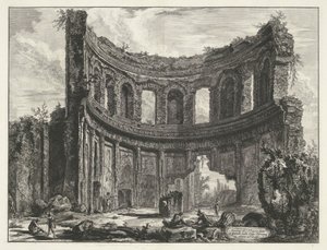 Kleine paleis w Villa Adriana t i Tivoli Pozostałości świątyni zwanej Appollo w willi Hadriana niedaleko Tivoli (tytuł na obiekcie) Gezichten op Rome (tytuł serii) Widoki Rzymu zaprojektowane i wyryte przez architekta Giambattistę Piranesiego Ve (nez) iano autorstwa Giovanni Battista Piranesi