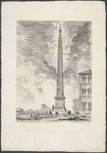Obelisk na Lateranie w Rzymie Obelisk egipski (tytuł na obiekcie) Gezichten op Rome (tytuł serii) Widoki Rzymu zaprojektowane i wyryte przez architekta Giambattistę Piranesiego Ve (nez) iano (tytuł serii) autorstwa Giovanni Battista Piranesi