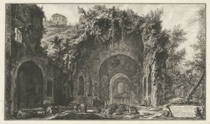 Nymphaeum van Egeria w Rzymie Widok źródła i jaskiń Egiptu poza Porta Capena lub di S. Seb.no (...) (tytuł na obiekcie) Gezichten op Rome (tytuł serii) Widoki Rzymu zaprojektowane i wyryte przez architekta Giambattistę Piranesiego Ve (nez) ia autorstwa Giovanni Battista Piranesi