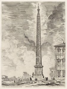 Egipski obelisk. Został on wzniesiony przez papieża Sykstusa V na Piazza di S. Gio. Laterano, z Vedute di Roma (Widoki Rzymu) autorstwa Giovanni Battista Piranesi