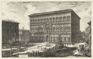 Palazzo Farnese w Rzymie Widok na Palazzo Farnese (tytuł na obiekcie) Gezichten op Rome (tytuł serii) Widoki Rzymu zaprojektowane i wyryte przez architekta Giambattistę Piranesiego Ve (nez) iano (tytuł serii) autorstwa Giovanni Battista Piranesi