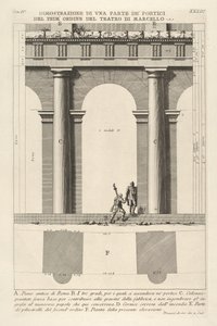 Elewacja częściowa i plan portyku I rzędu w Teatrze Marcellusa Dimostra..., 1756. autorstwa Giovanni Battista Piranesi