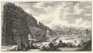 Pecile w Villa Adriana t i Tivoli Widok szczątków Castro Pretorio w Villa Adriana w Tivoli (tytuł na obiekcie) Gezichten op Rome (tytuł serii) Widoki Rzymu zaprojektowane i wyryte przez architekta Giambattistę Piranesiego Ve (nez) iano (tytuł serii autorstwa Giovanni Battista Piranesi