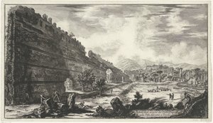 Pecile w Villa Adriana t i Tivoli Widok szczątków Castro Pretorio w Villa Adriana w Tivoli (tytuł na obiekcie) Gezichten op Rome (tytuł serii) Widoki Rzymu zaprojektowane i wyryte przez architekta Giambattistę Piranesiego Ve (nez) iano (tytuł serii autorstwa Giovanni Battista Piranesi