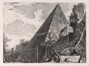 Piramida Gajusza Cestiusza, z Vedute di Roma (Widoki Rzymu) autorstwa Giovanni Battista Piranesi