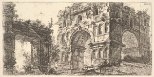 Tablica 11: Świątynia Janusa Tempio di Janus z serii Antichita Romana, ca. 1748. autorstwa Giovanni Battista Piranesi