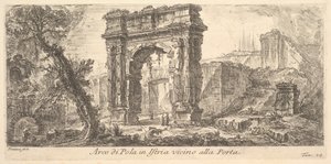 Tablica 24: Łuk Pola na Istrii w pobliżu Bramy Arco di Pula na Istrii w pobliżu Por ..., ca. 1750. autorstwa Giovanni Battista Piranesi