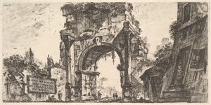 Tablica 8: Łuk Druzusa przy Porta S. Sebastiano w Rzymie Arco di Drusus przy Porta d..., ca. 1748. autorstwa Giovanni Battista Piranesi
