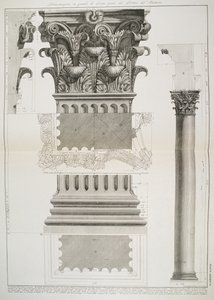 Tablica LXXXIV-V Pokaz w dużej skali fragmentu Portyku Panteonu z „Weduty”, wydanej po raz pierwszy w 1756 r., wyd. przez E i F.N. Sp. z oo, 1900 autorstwa Giovanni Battista Piranesi