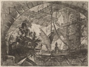 Więźniowie na platformie projektowej autorstwa Giovanni Battista Piranesi
