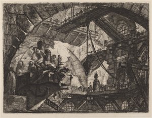 Więźniowie na platformie projektowej autorstwa Giovanni Battista Piranesi